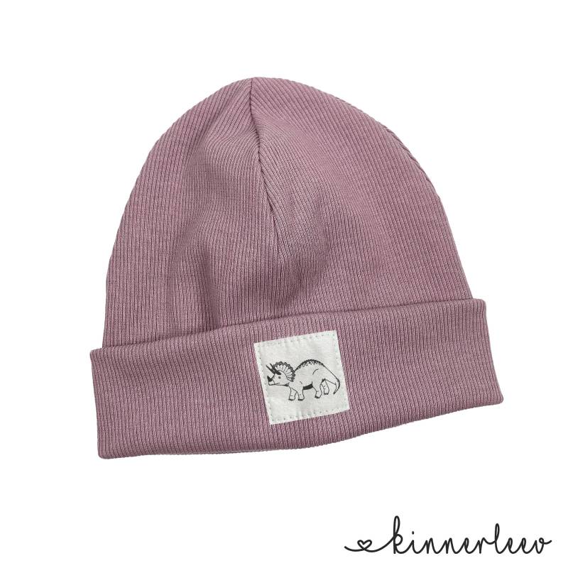 Beanie Mütze Mauve Rib Dinosaurier" Hipster Baby Kinder Mädchen Junge von kinnerleev