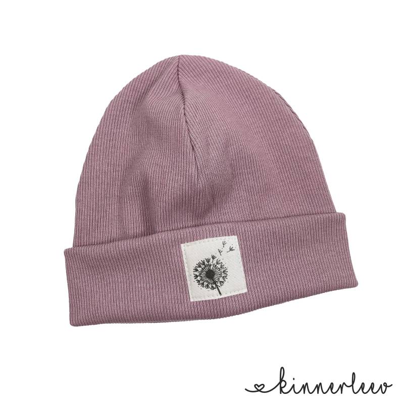 Beanie Mütze Mauve Rib Pusteblume Hipster Baby Kinder Mädchen von kinnerleev