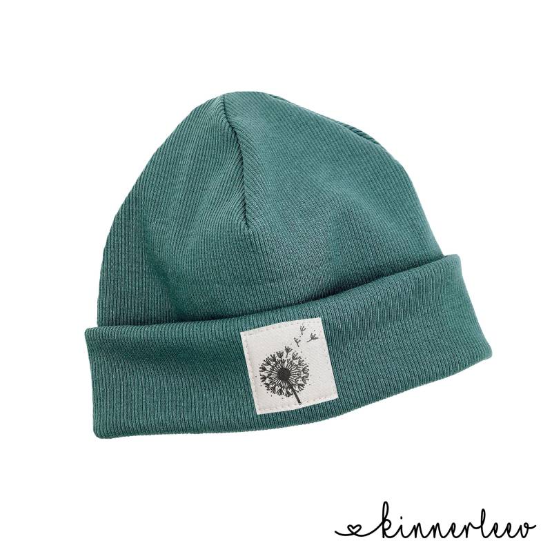Beanie Mütze Petrol Rib Pusteblume Hipster Baby Kinder Mädchen Junge von kinnerleev