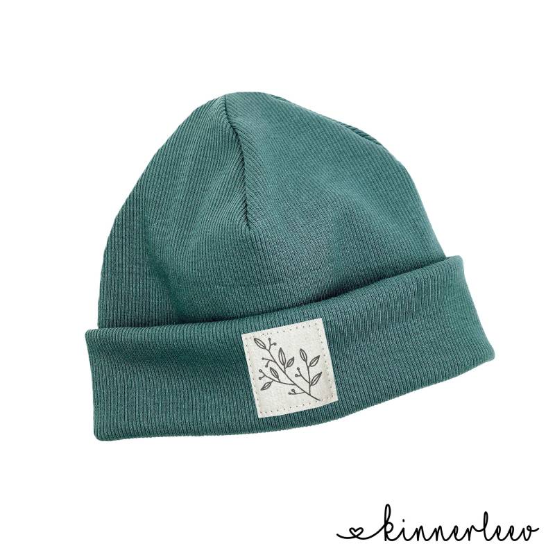 Beanie Mütze Petrol Rib Zweig Hipster Baby Kinder Mädchen Junge von kinnerleev
