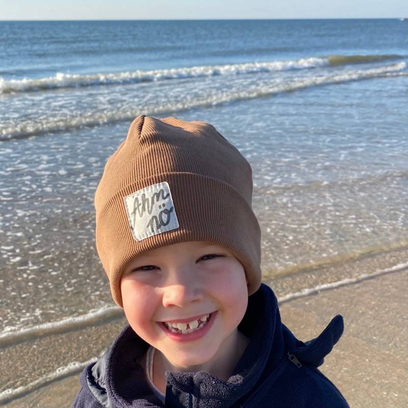 Beanie Mütze Rostbraun Rib Ähm Nö Hipster Baby Kinder Mädchen Junge von kinnerleev