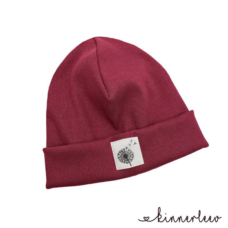 Beanie Mütze Rot Rib Pusteblume Hipster Baby Kinder Mädchen Junge von kinnerleev