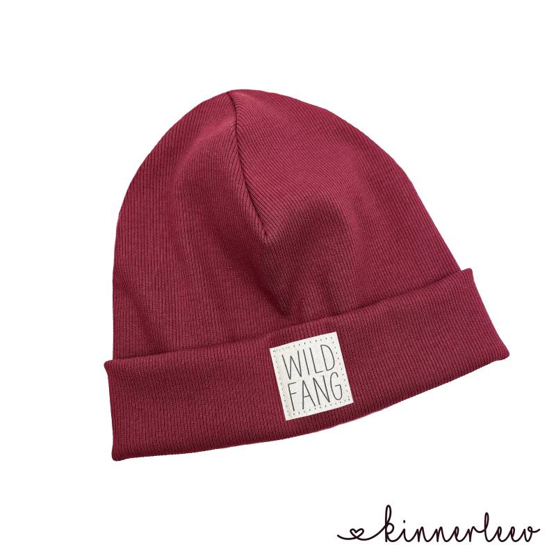 Beanie Mütze Rot Rib Wildfang Hipster Baby Kinder Mädchen Junge von kinnerleev