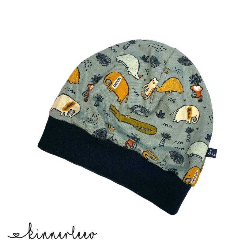 Beanie Mütze Safari Dunkelsalbei Baby Kinder Junge von kinnerleev