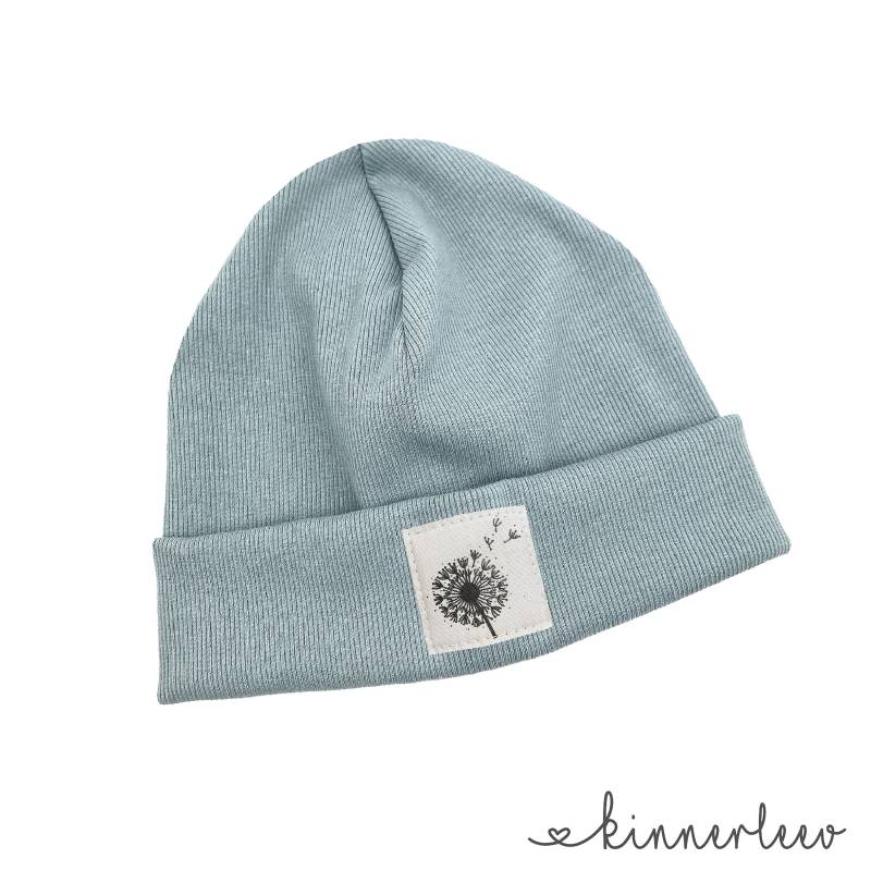 Beanie Mütze Salbei Rib Pusteblume Hipster Baby Kinder Junge Mädchen von kinnerleev