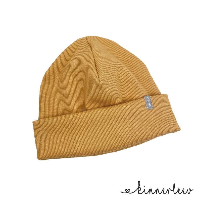 Beanie Mütze Senfgelb Rib Jersey Hipster Baby Kinder Mädchen Junge von kinnerleev