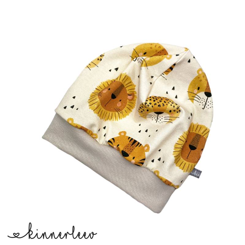 Beanie Mütze Tiger Löwe Sand Baby Kinder Junge von kinnerleev