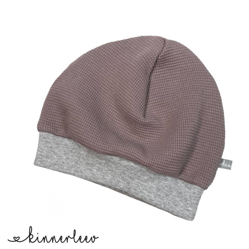Beanie Mütze Waffeljersey Mauve Baby Kinder Mädchen von kinnerleev