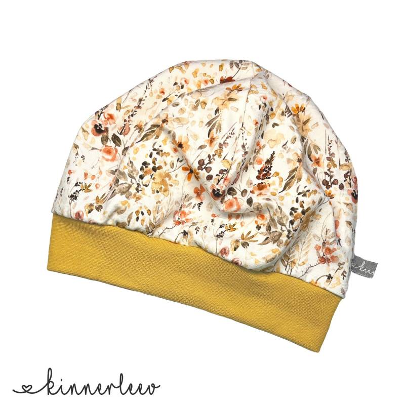 Beanie Mütze Wildblumen Gelb Baby Kinder Mädchen Jersey von kinnerleev
