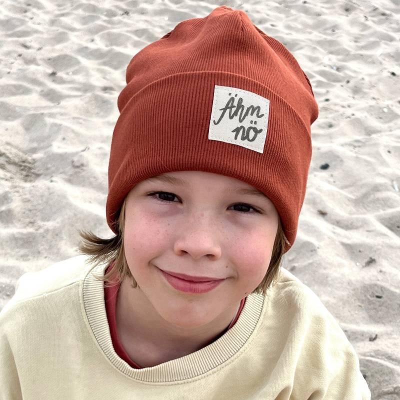 Beanie Mütze Ziegelrot Rib Ähm Nö Hipster Baby Kinder Mädchen Junge von kinnerleev