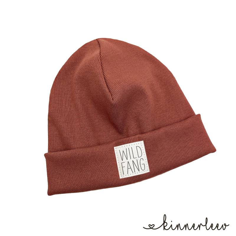 Beanie Mütze Ziegelrot Rib Wildfang Hipster Baby Kinder Mädchen Junge von kinnerleev