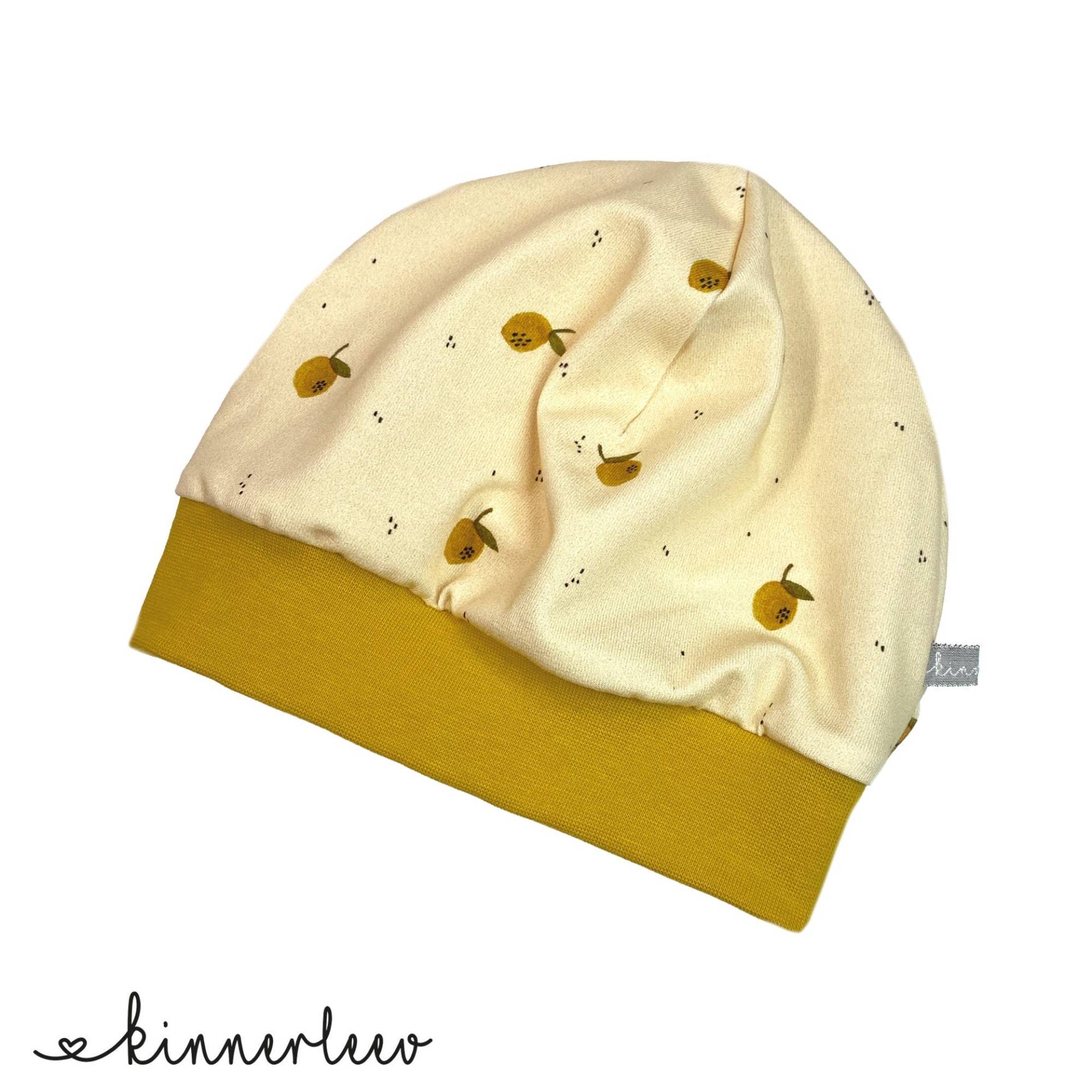 Beanie Mütze Zitronen Creme Gelb Baby Kinder Mädchen Junge Jersey Beanie Mütze Zitronen Creme Gelb Baby Kinder Mädchen Junge Jersey von kinnerleev