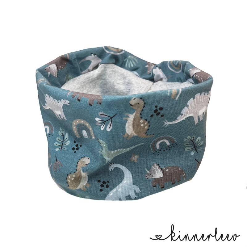 Loop Schal Dinosaurier Dunkelsalbei Baby Kinder Jerseyschal Junge Mädchen von kinnerleev