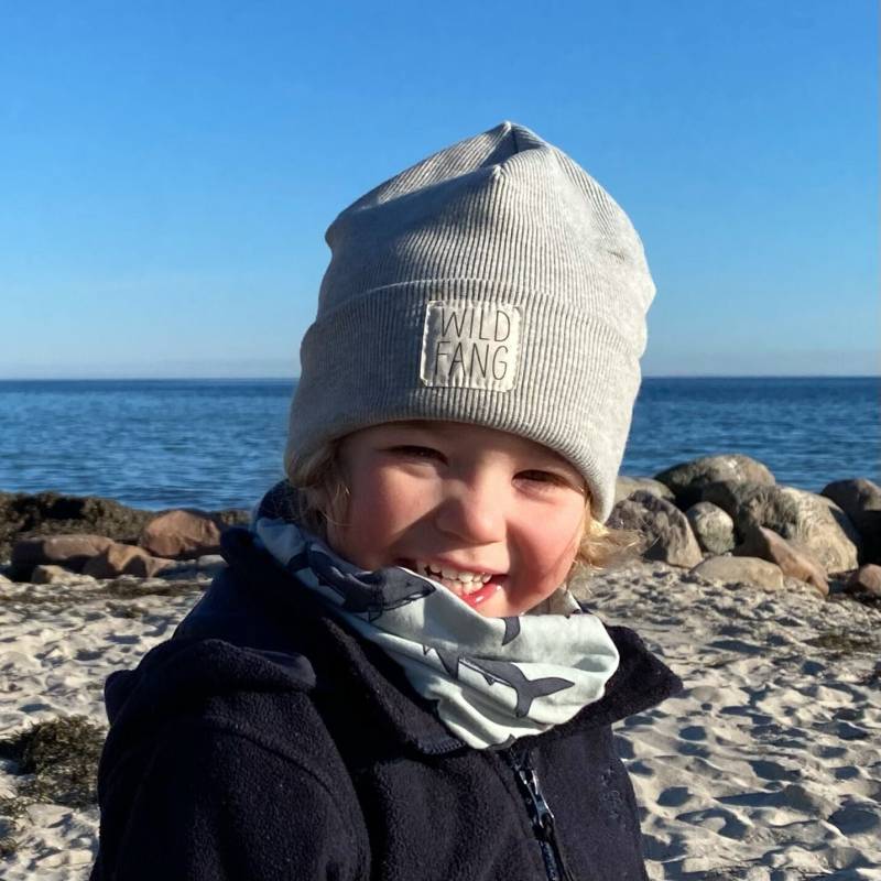 Loop Schal Haie Hellmint Bio-Jersey Baby Kinder Junge Mädchen von kinnerleev