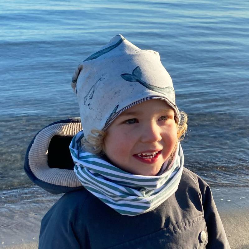 Loop Schal Petrol Gestreift Baby Kinder Jersey Junge Mädchen von kinnerleev