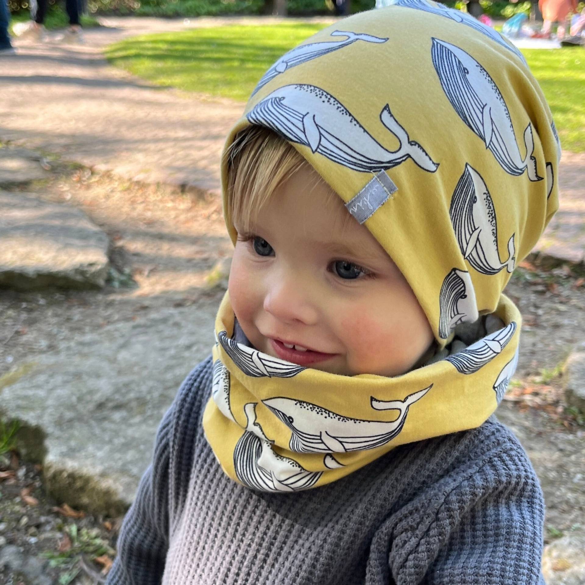 Loop Schal Wale Gelb Bio-Jersey Baby Kinder Junge Mädchen von kinnerleev