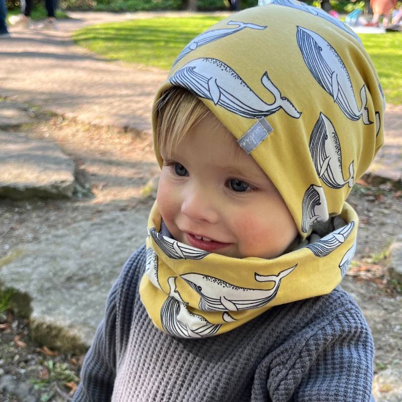 Loop Schal Wale Gelb Bio-Jersey Baby Kinder Junge Mädchen von kinnerleev