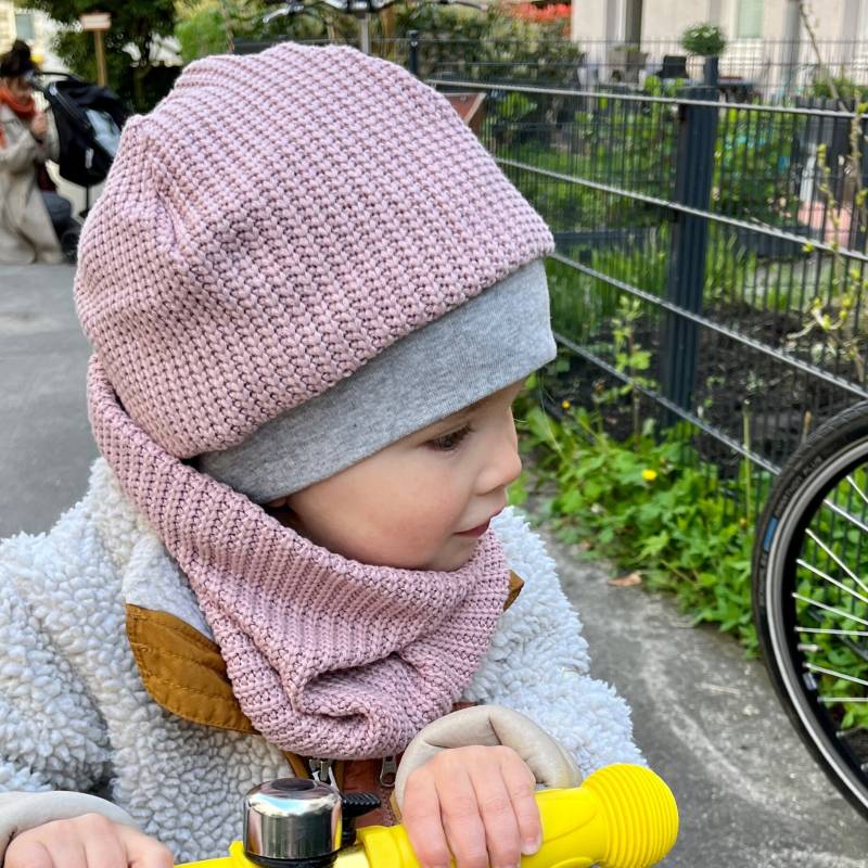 Mütze Grobstrick Altrosa Baby Kinder Mädchen von kinnerleev
