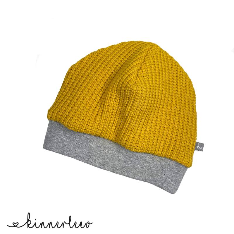 Mütze Grobstrick Gelb Baby Kinder Mädchen Junge von kinnerleev