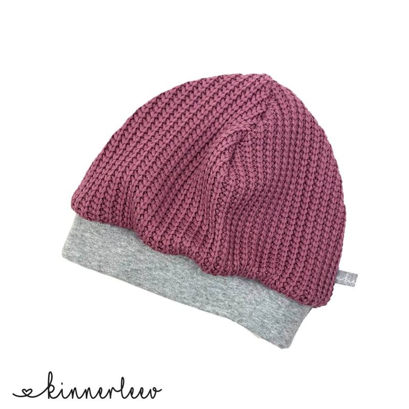 Mütze Grobstrick Pink Baby Kinder Mädchen von kinnerleev