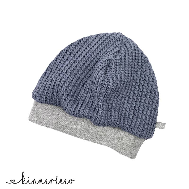 Mütze Grobstrick Rauchblau Baby Kinder Mädchen Junge von kinnerleev