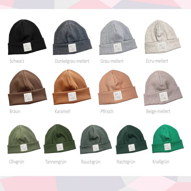 Rib-Mütze Wildfang 39 Farben Farbauswahl Hipster Beanie Baby Kinder Mädchen Junge von kinnerleev