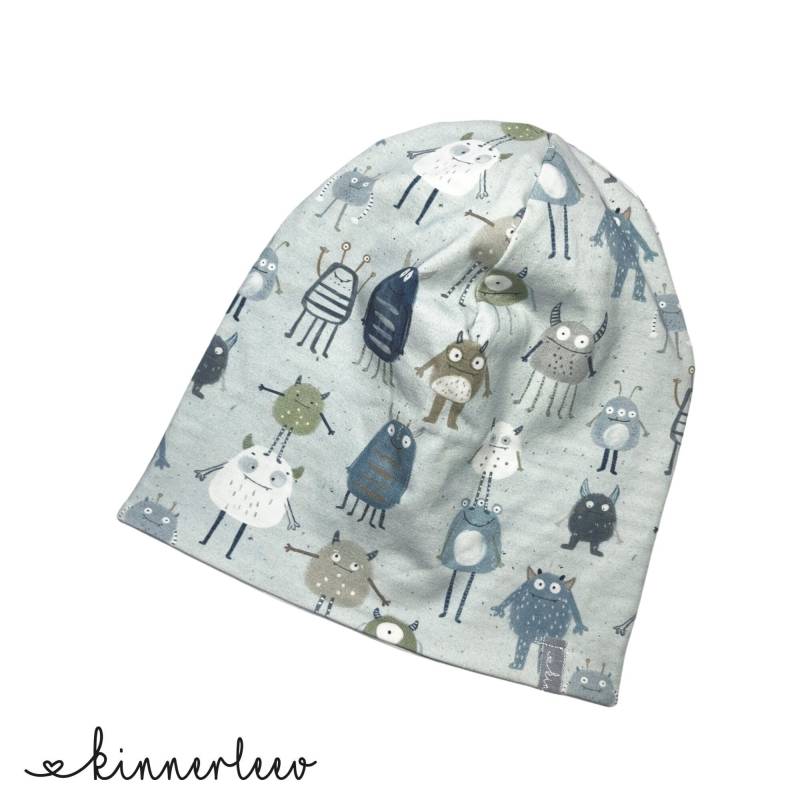 Slouch-Beanie Monster Hellmint Baby Kinder Junge Mädchen Jersey von kinnerleev