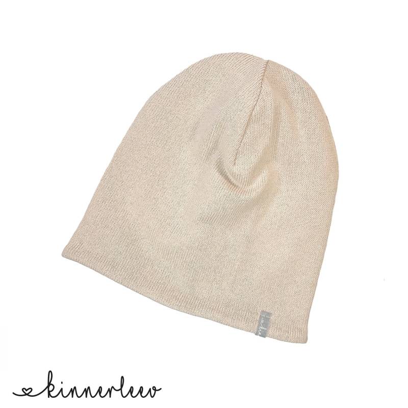 Slouch-Beanie Strick Beige Baby Kinder Mädchen Junge Jersey von kinnerleev