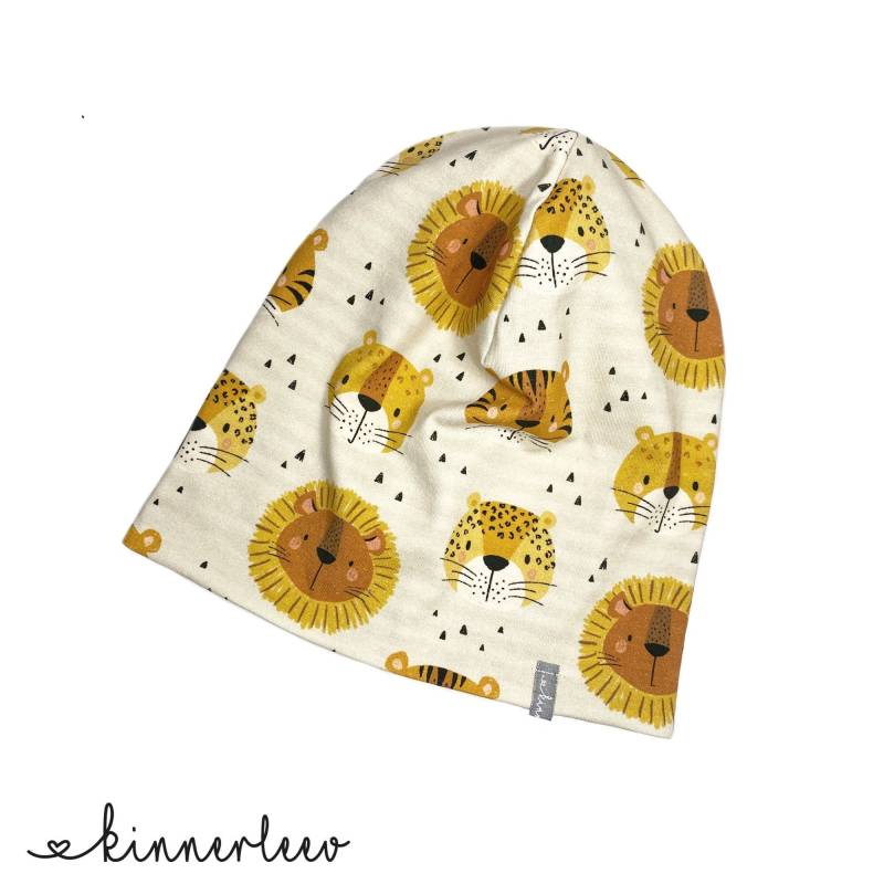 Slouch-Beanie Tiger Löwe Sand Baby Kinder Junge Mädchen Jersey von kinnerleev