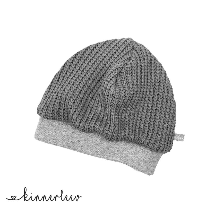 Wende-Mütze Grobstrick Grau Baby Kinder Mädchen Junge von kinnerleev