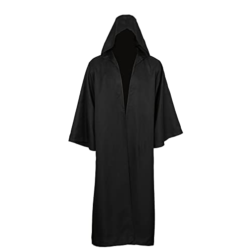 kinstell Uniform Hooded Robe Knight Suits Black Tunika Uniform Full Halloween Darth Hooded Robe Cloak Cosplay Costume von kinstell