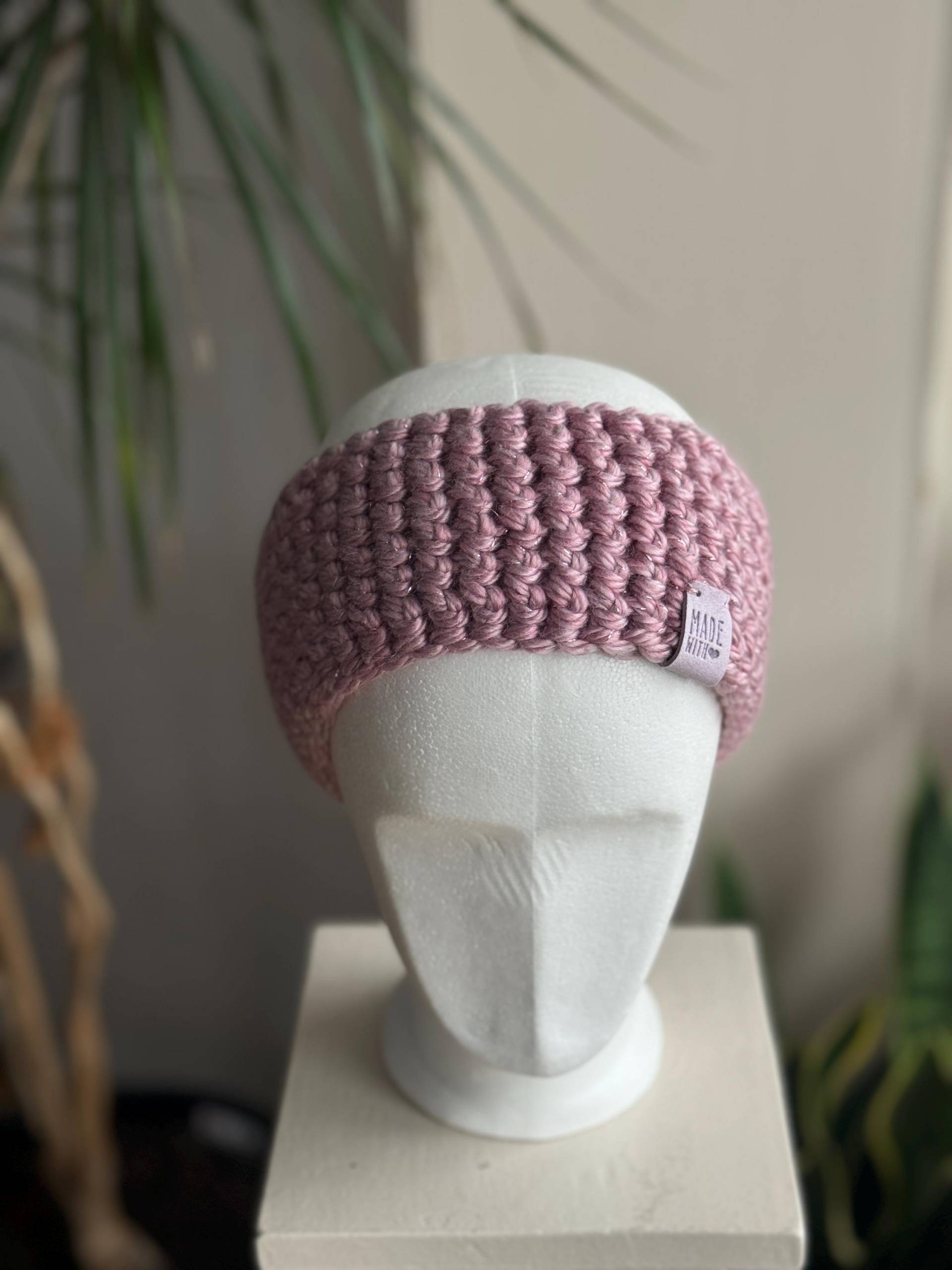 stirnband Ohrenwärmer Headband Rosa Rosé Glitzer Gehäkelt Handmade stirnband Ohrenwärmer Headband Rosa Rosé Glitzer Gehäkelt Handmade von kintschi