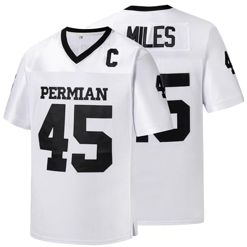 kioken Boobie Miles Trikots #45 Permian Football Jersey Friday Night Lights for Men Black White, Weiss/opulenter Garten, L von kioken