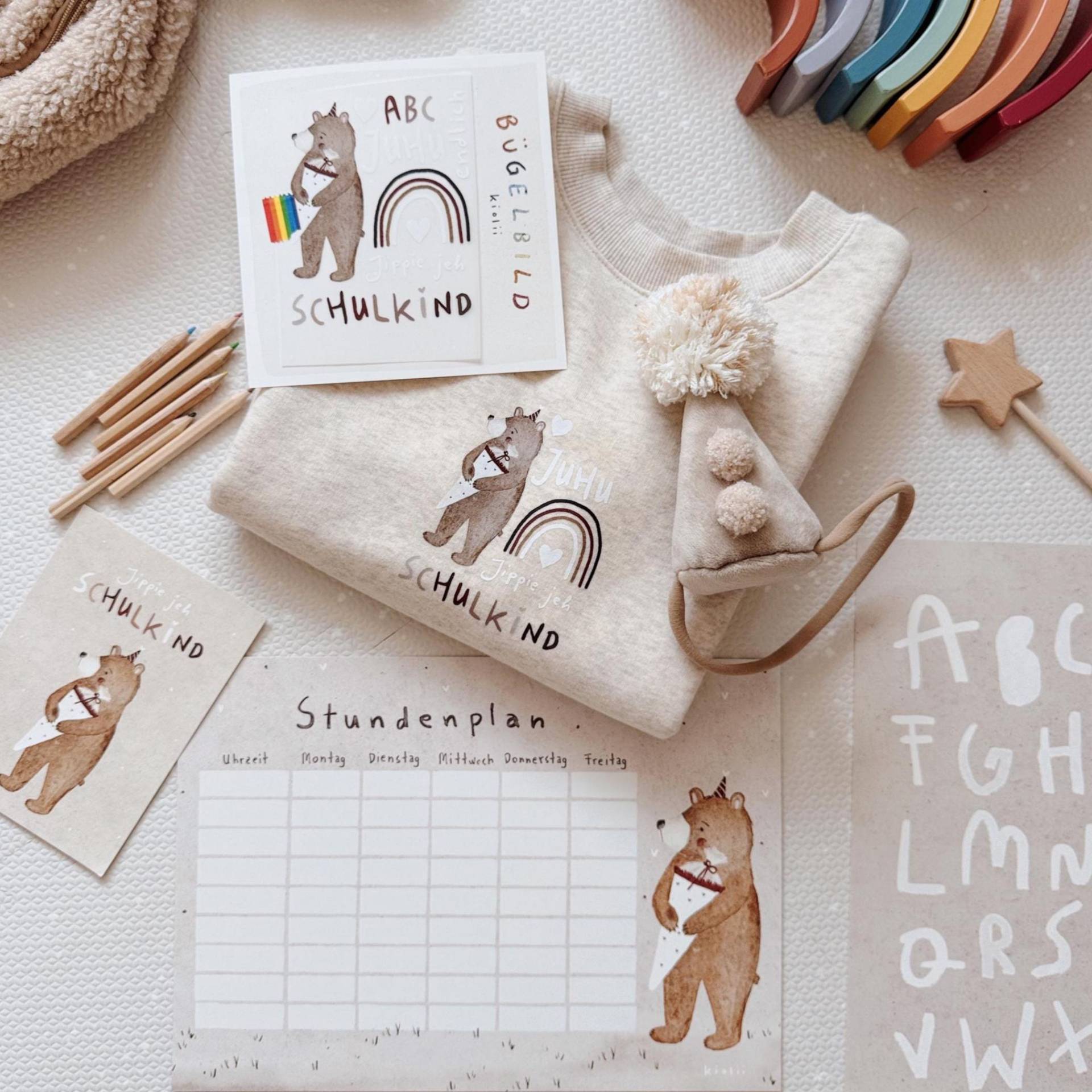 Bügelbilder Schulanfang Bär von kiolii