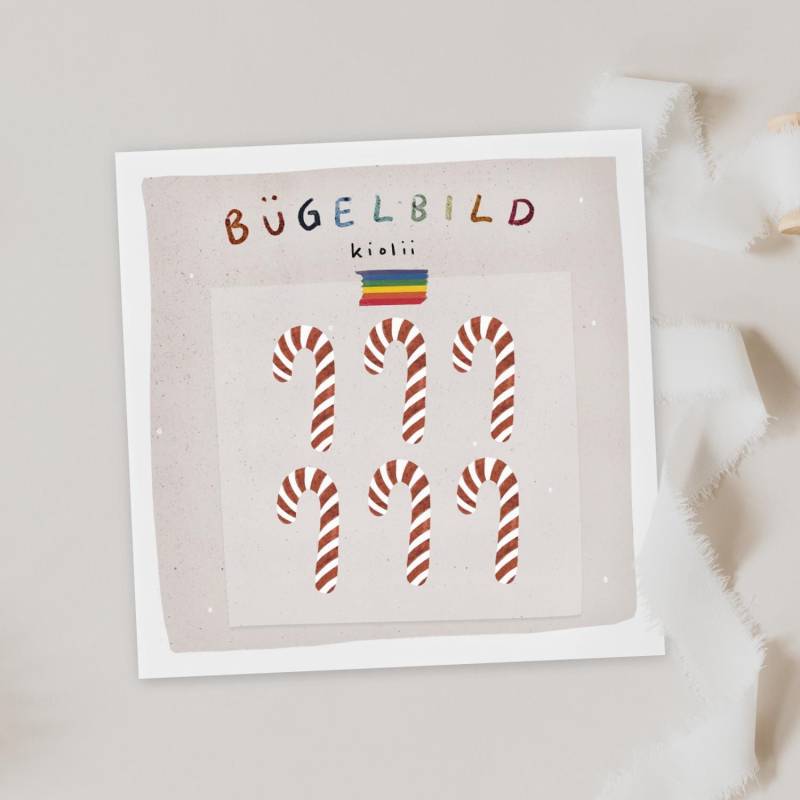 Bügelbilder Weihnachten Zuckerstange | Adventskalender, Bügelpatches, Set, Stoff Shirt Top Pullover von kiolii