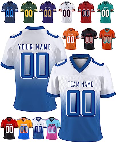 Herren-Sporthemden Personalisiert American-Football-Trikot, Personalisierte Schnelltrocknend Atmungsaktiv T-Shirt kurzärmelig und fügen Sie den Teamnamen für Männer Damen Kinder, S ~ 7XL von kioskbanks