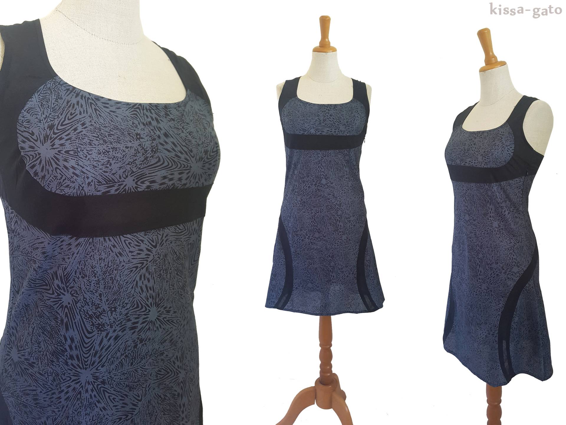 Baumwollkleid Kleid Sommerkleid Blume Grau Schwarz Kissagato S M L Xl Kurz Baumwollkleid Kleid Sommerkleid Blume Grau Schwarz Kissagato S M L Xl Kurz von kissagato