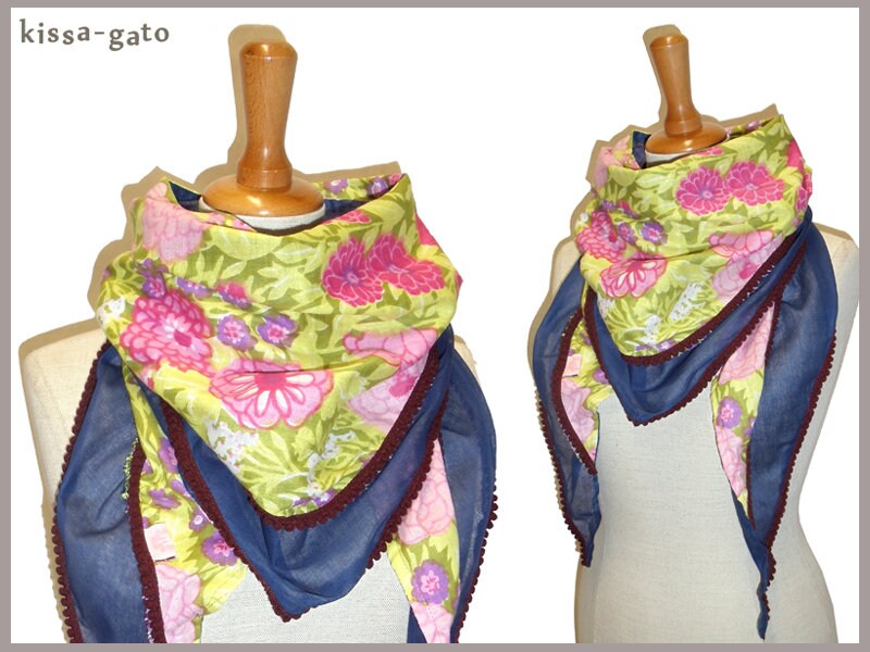 Dreieckstuch Rita Tuch Schal Stola Gelb Oliv Rosa Blau Kissagato von kissagato