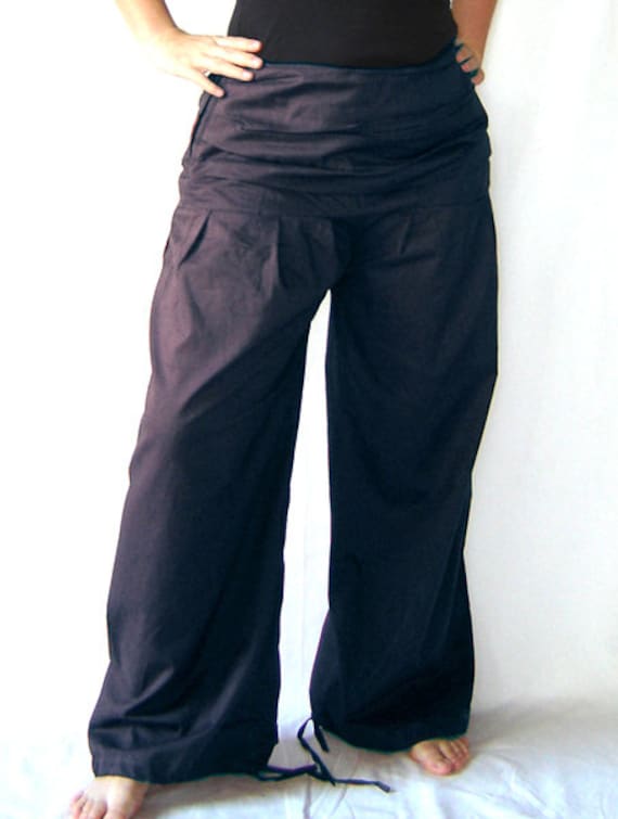 Faltenhose Breiter Bund Dunkelblau Blau Hose Kissagato S M L Xl von kissagato