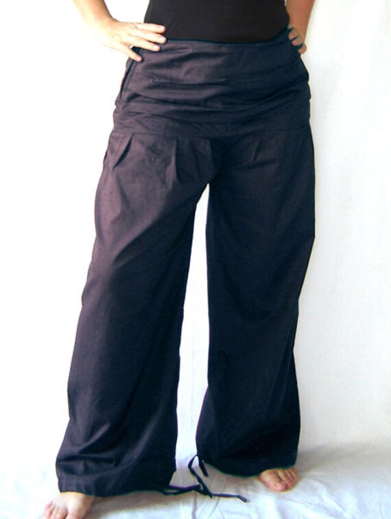 Faltenhose Breiter Bund Dunkelblau Blau Hose Kissagato S M L Xl von kissagato