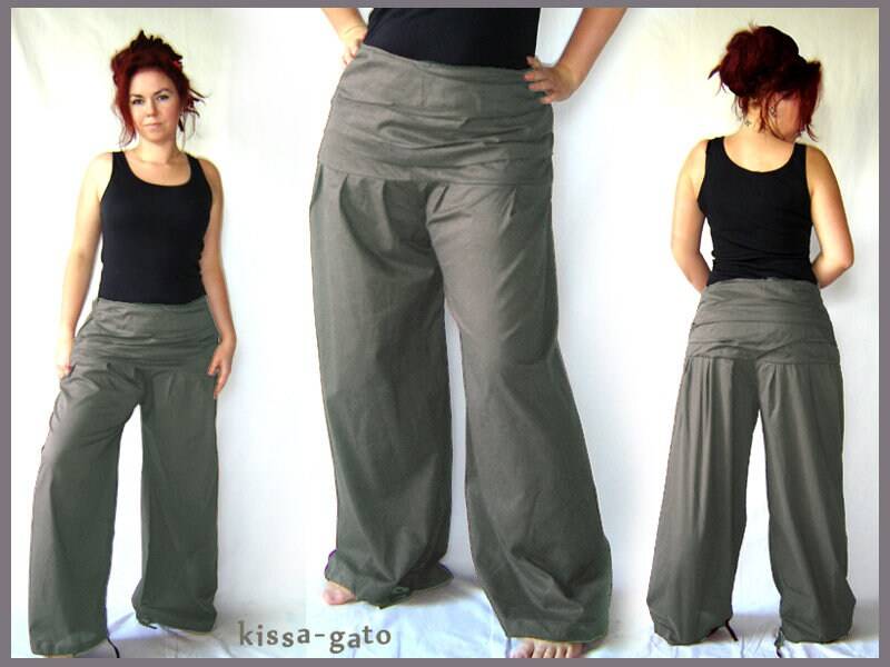 Faltenhose Breiter Bund Grau Hose Kissagato S M L Xl von kissagato