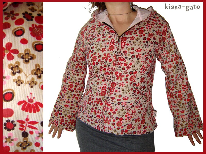 Jacke Jara Übergangsjacke Altweiß Blumen Leichter Cord Kissagato L von kissagato