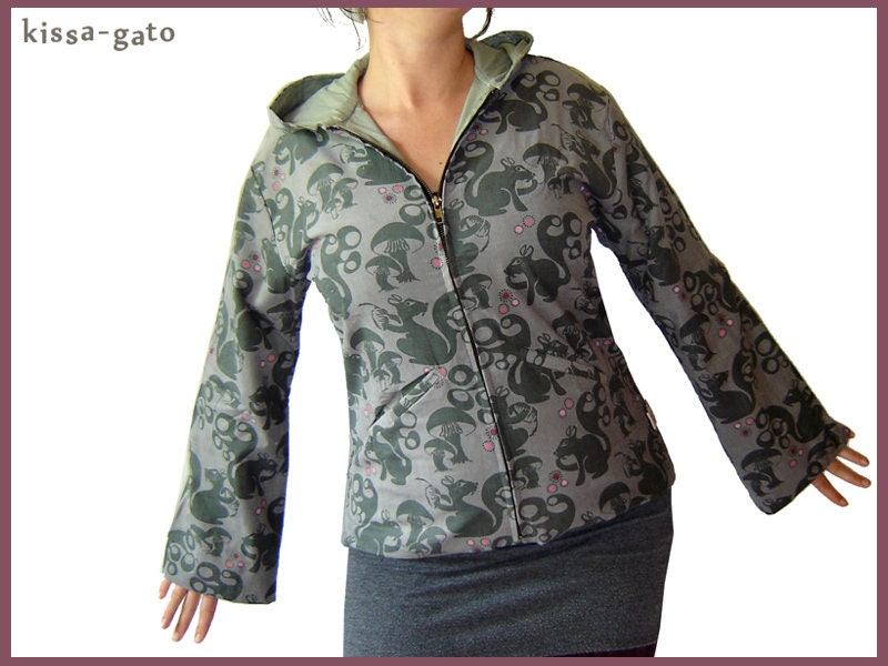 Jacke Jara Übergangsjacke Eichhörnchen Grau Pilze Leichter Cord Kissagato M L Xl von kissagato