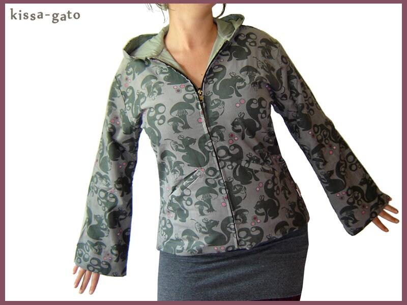 Jacke Jara Übergangsjacke Eichhörnchen Grau Pilze Leichter Cord Kissagato M L Xl von kissagato