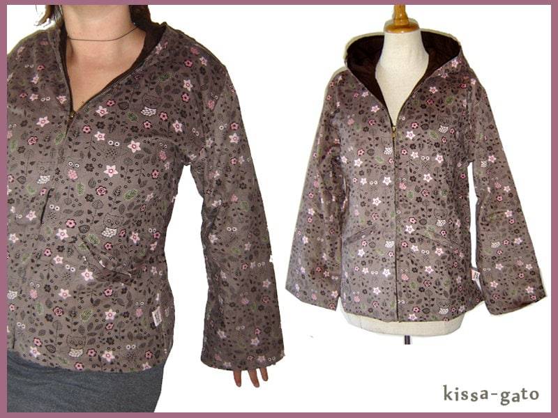 Jacke Jara Übergangsjacke Eule Grau Blumen Leichter Cord Kissagato M L Xl von kissagato