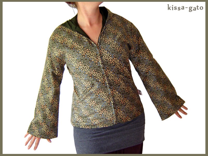 Jacke Jara Übergangsjacke Oliv Grün Blumen Bunt Leichter Cord Kissagato M L Xl von kissagato
