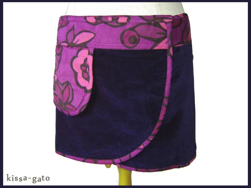 Klettrock Cacheur Pika 65 Cord Samt Klett Wickelrock Rock Kissagato S M L Xl Lila Blau von kissagato