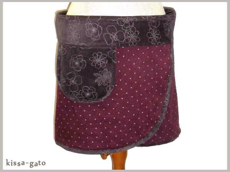 Klettrock Cacheur Pika A1 Cord Klett Wickelrock Rock Kissagato Xs S M L Xl Brombeer Grau von kissagato