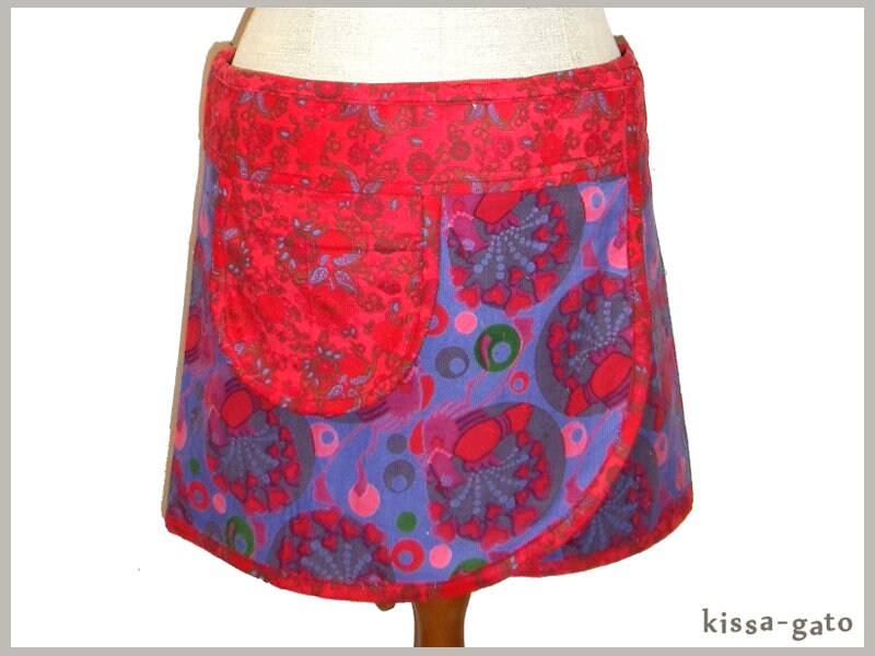 Klettrock Cacheur Pika B1 Cord Klett Wickelrock Rock Kissagato S M L Xl Rot Lila Bunt von kissagato