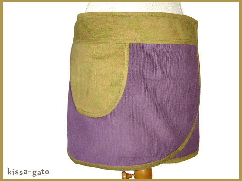 Klettrock Cacheur Pika U1 Cord Klett Wickelrock Rock Kissagato L Oliv Grün Lila von kissagato